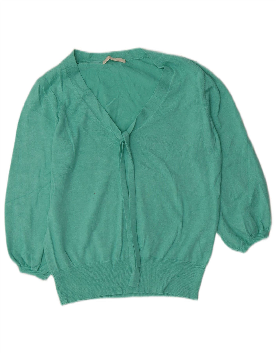 Marks & Spencer Dame 3/4-ærmet V-hals sweater UK 14 Medium Green