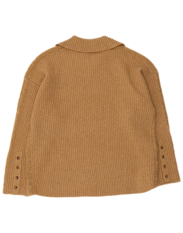 Indi & Cold Dame Polo Neck Jumper Sweater UK 14 Medium Beige Uld