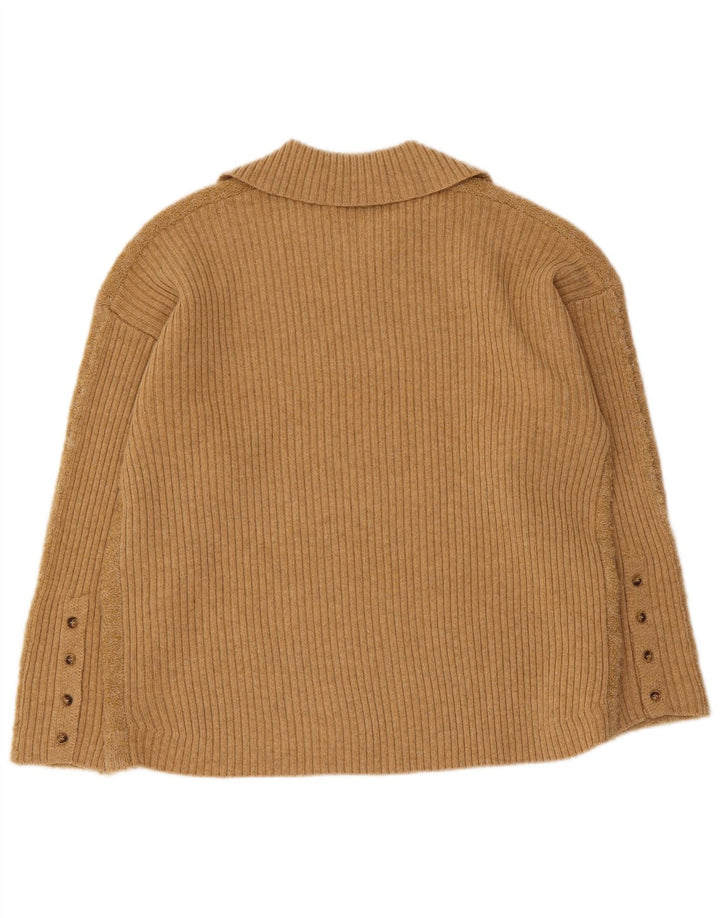 Indi & Cold Dame Polo Neck Jumper Sweater UK 14 Medium Beige Uld