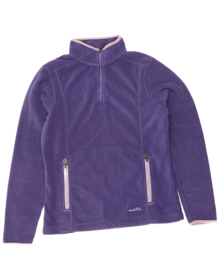 Weird Fish Dame Zip Neck Fleece Jumper UK 10 Small Purple Polyester