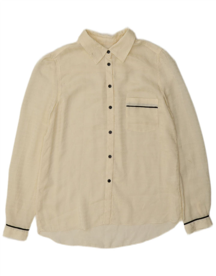 Gap Dame Se Through Shirt Bluse UK 6 XS Off White Polyester