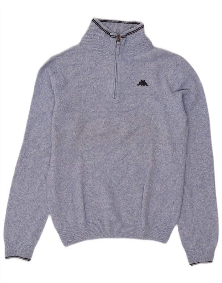 Kappa Herre Zip Neck Jumper Sweater Small Blue Wool