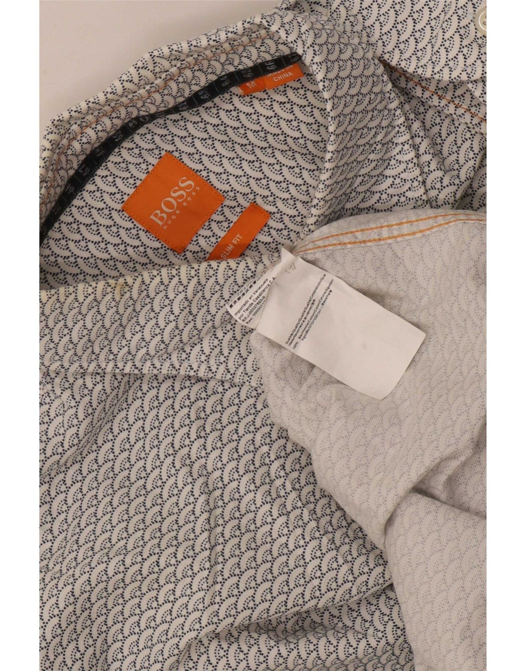 Hugo Boss Herre abstrakt mønster Slim Fit skjorte medium hvid bomuld