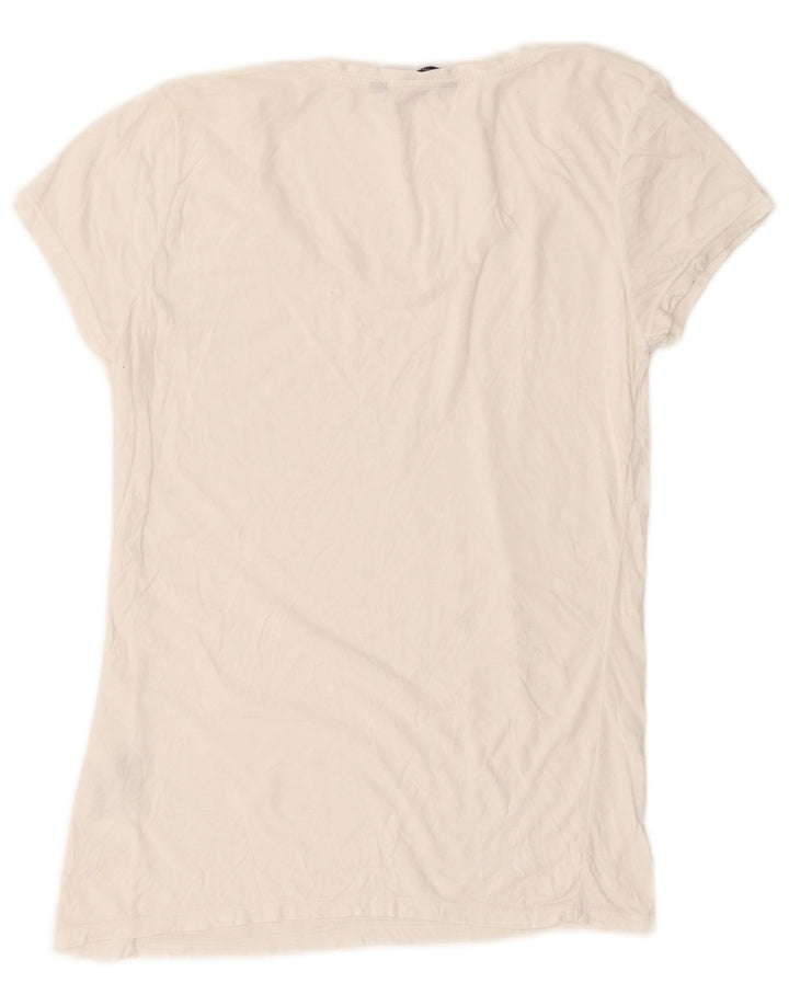 French Connection Dame T-Shirt Top UK 10 Lille Hvid Bomuld