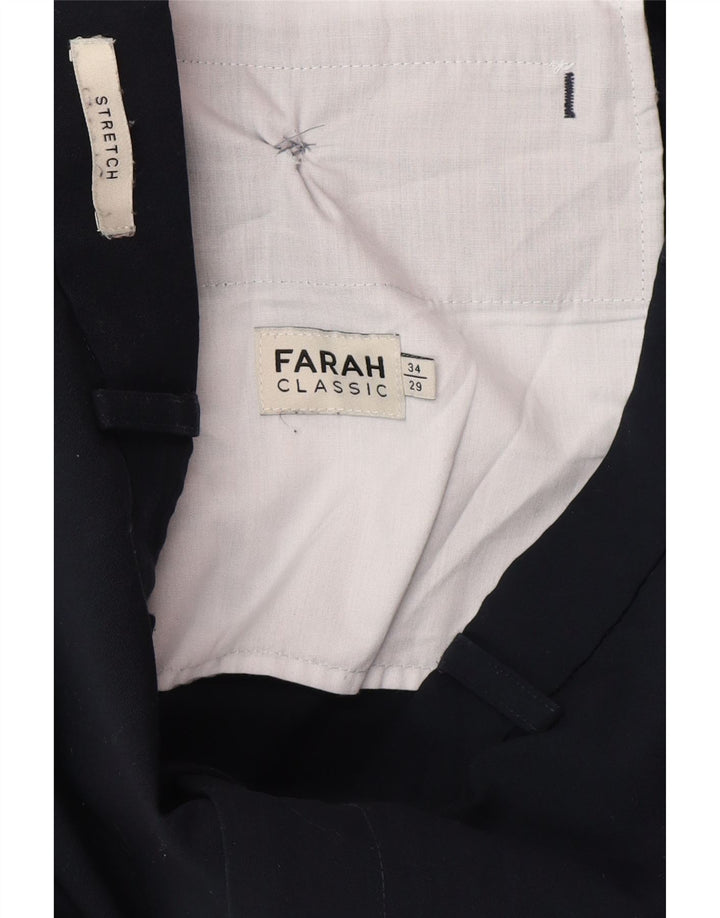 Farah Straight Casual Bukser til mænd W34 L29 Marineblå polyester