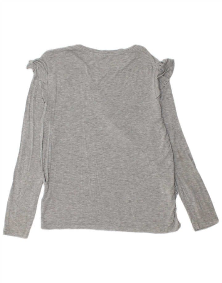 Topshop Dame Flæse Front Top Langærmet UK 12 Medium Grå Flecked