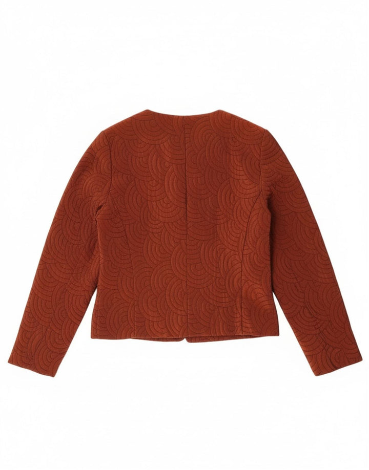 Vintage dame 3-knaps blazerjakke UK 14 medium brun geometrisk acetat