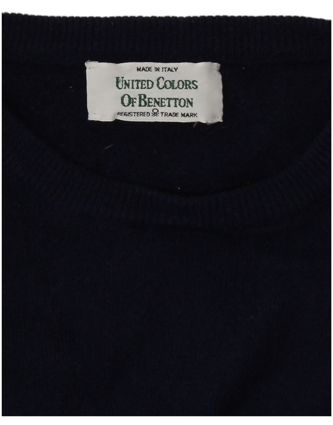 Benetton Dame Boat Neck Jumper Sweater UK 12 Medium Navy Blue