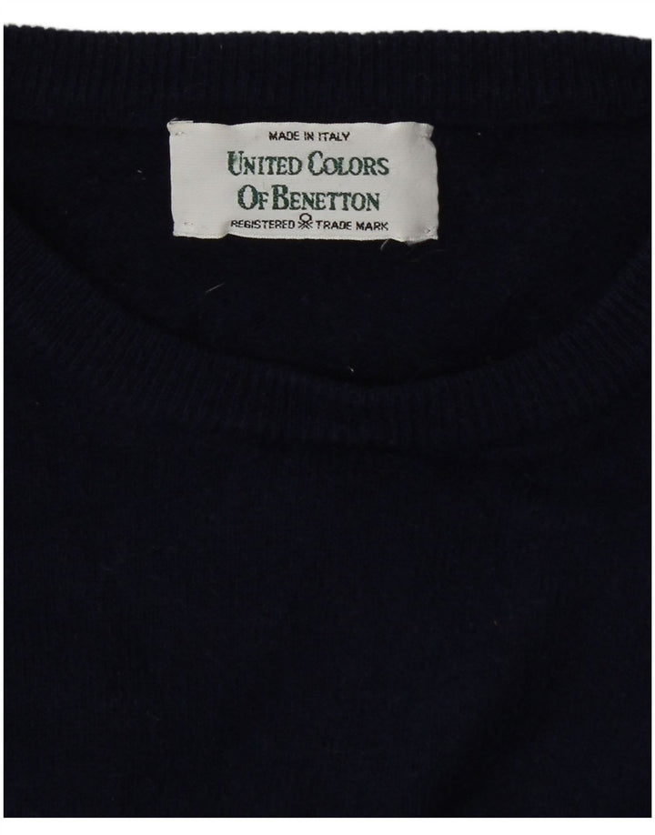 Benetton Dame Boat Neck Jumper Sweater UK 12 Medium Navy Blue