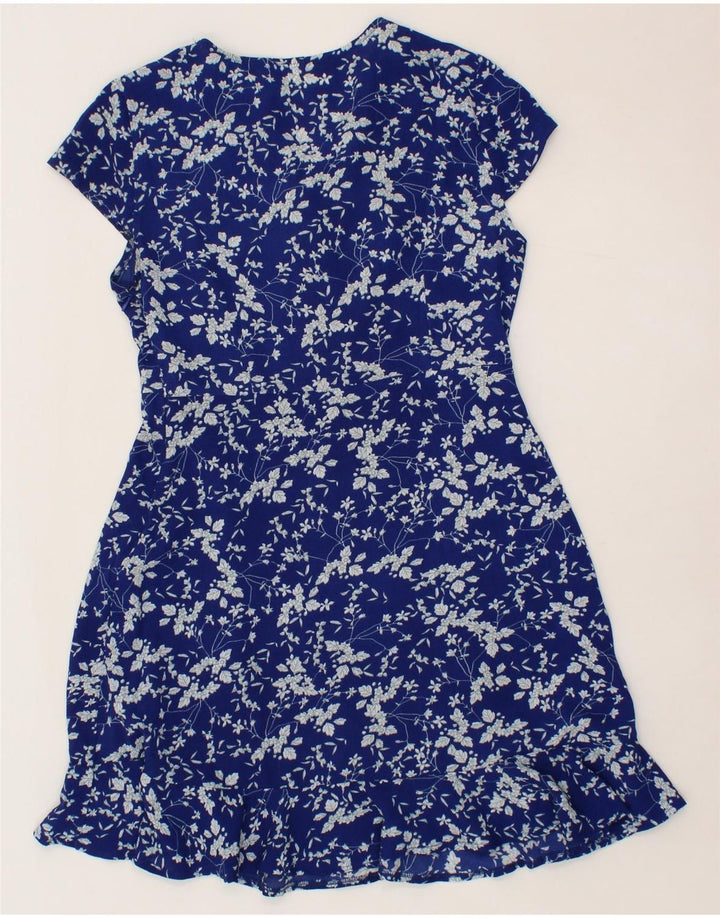 VINTAGE Womens A-Line Dress UK 12 Medium Navy Blue Floral Polyester Vintage Vintage and Second-Hand Vintage from Messina Hembry 