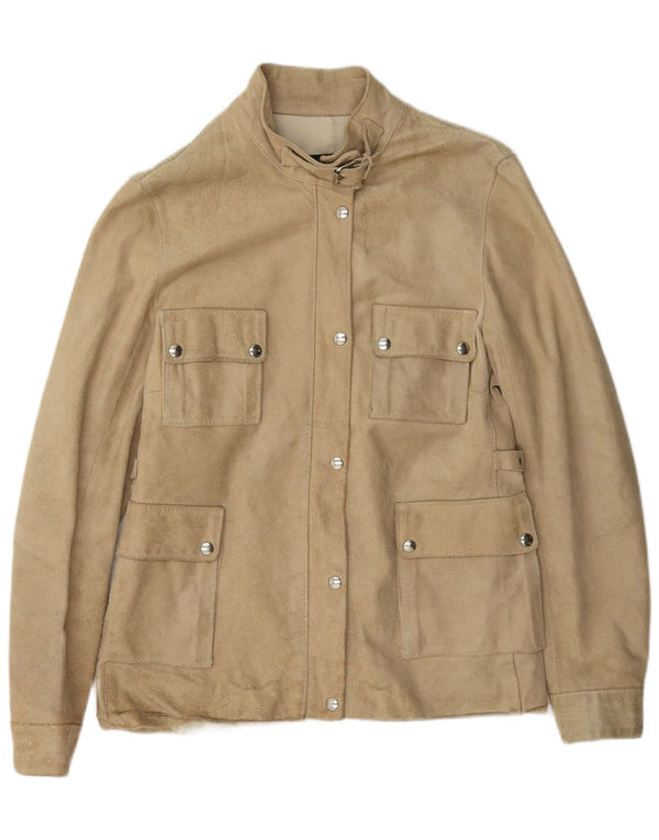 Vintage dame ruskindsjakke UK 14 Stort beige læder