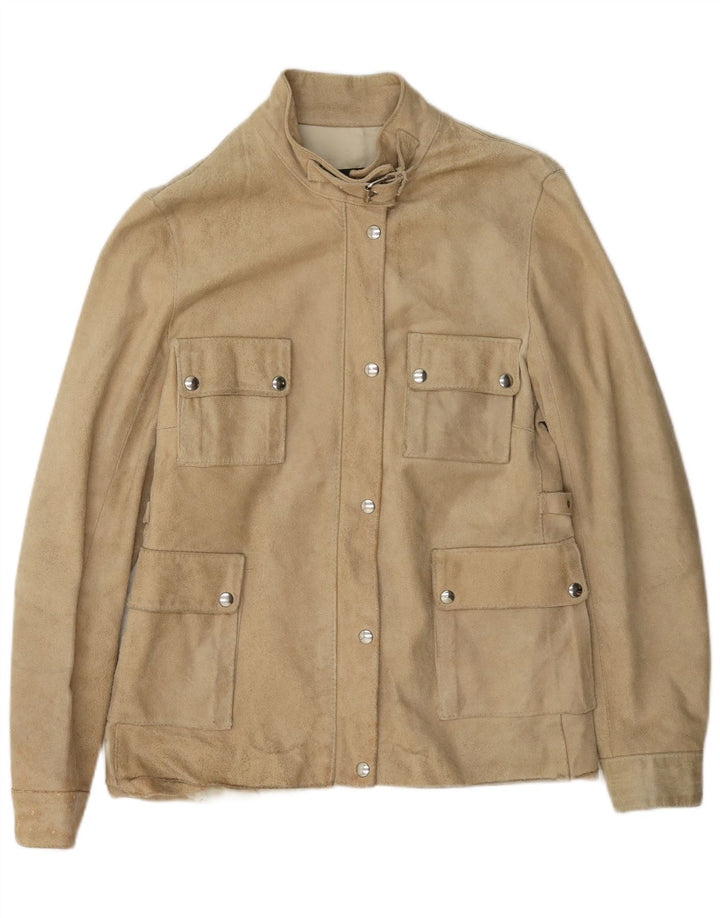 Vintage dame ruskindsjakke UK 14 Stort beige læder