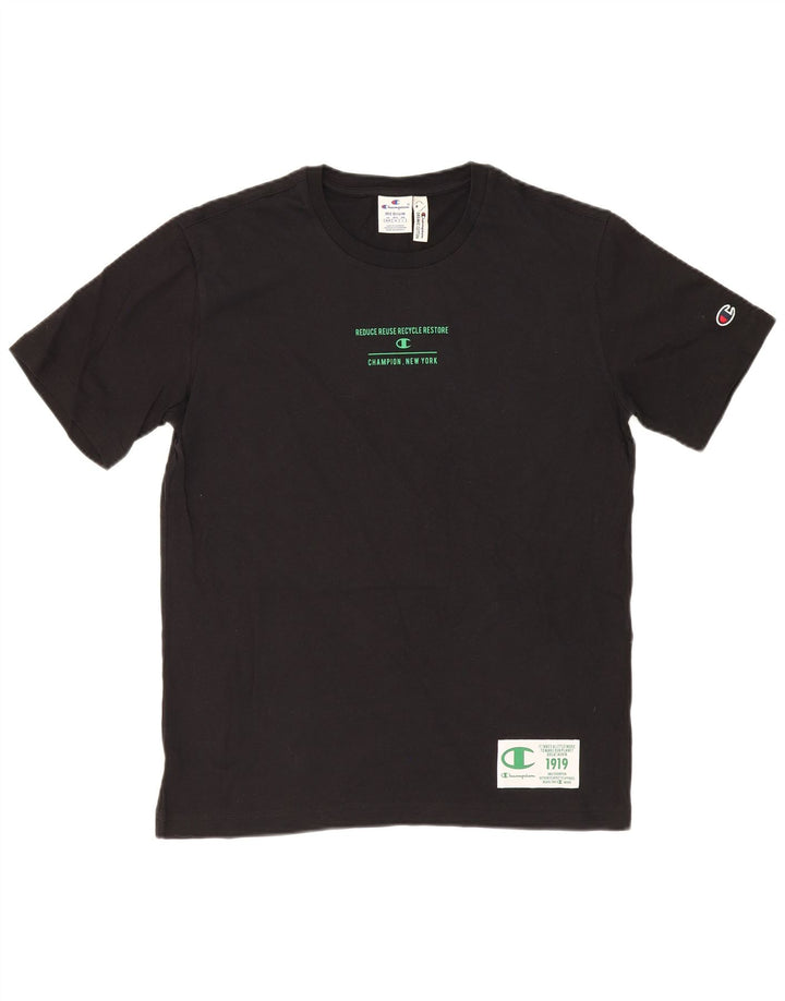 CHAMPION Mens Graphic T-Shirt Top Medium Black Cotton