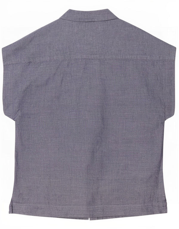 Hobbs Womens Short Sleeve Shirt UK 8 Small Blue Linen