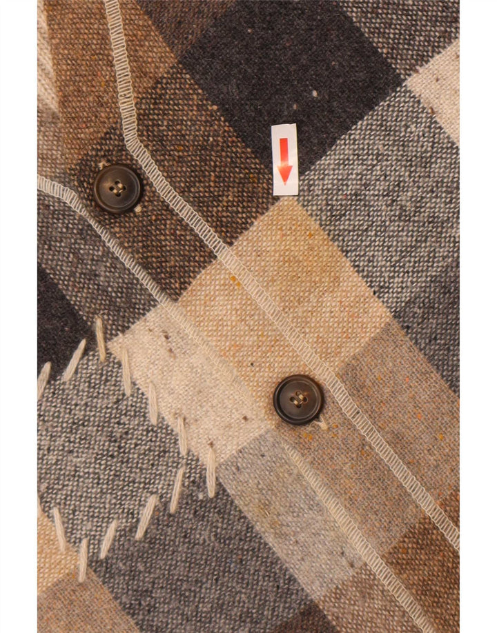 Vintage herrevest Stor beige ternet akryl