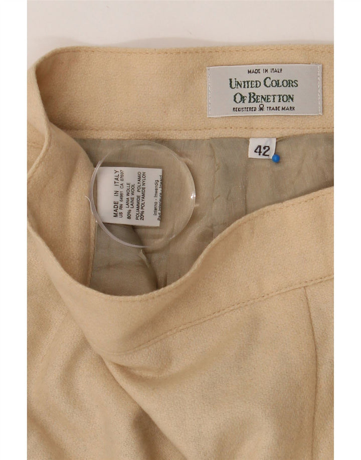 BENETTON Womens Pencil Skirt IT 42 Medium W26 Beige Wool Vintage Benetton and Second-Hand Benetton from Messina Hembry 