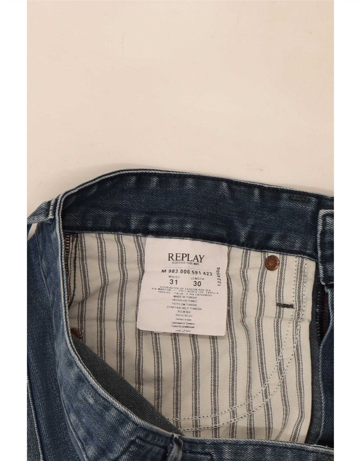 Replay Herre Waitom Straight Jeans W31 L30 Blå Bomuld
