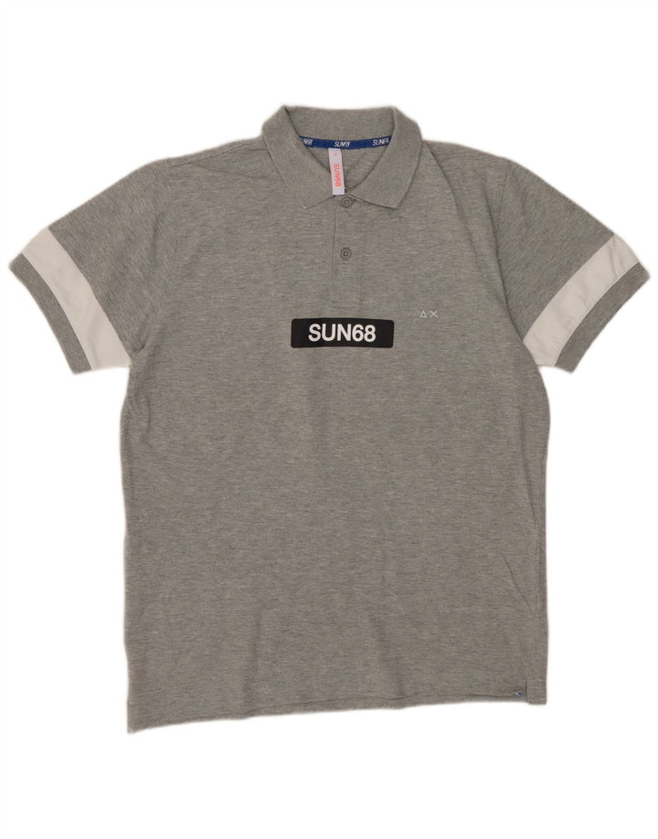 SUN68 Herre grafisk poloshirt lille grå farveblok