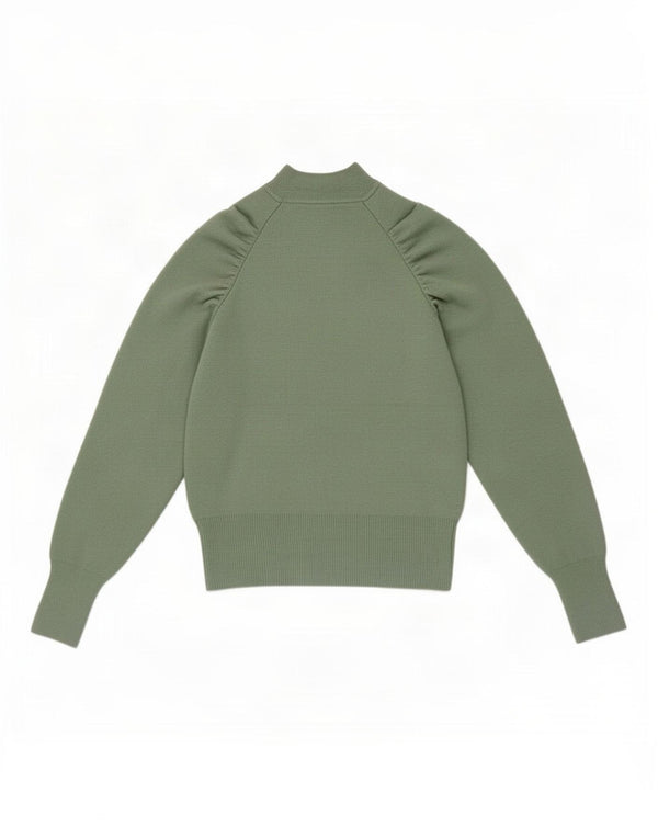 Topshop Dame Crop Turtle Neck Jumper Sweater UK 6 XS Grøn Akryl