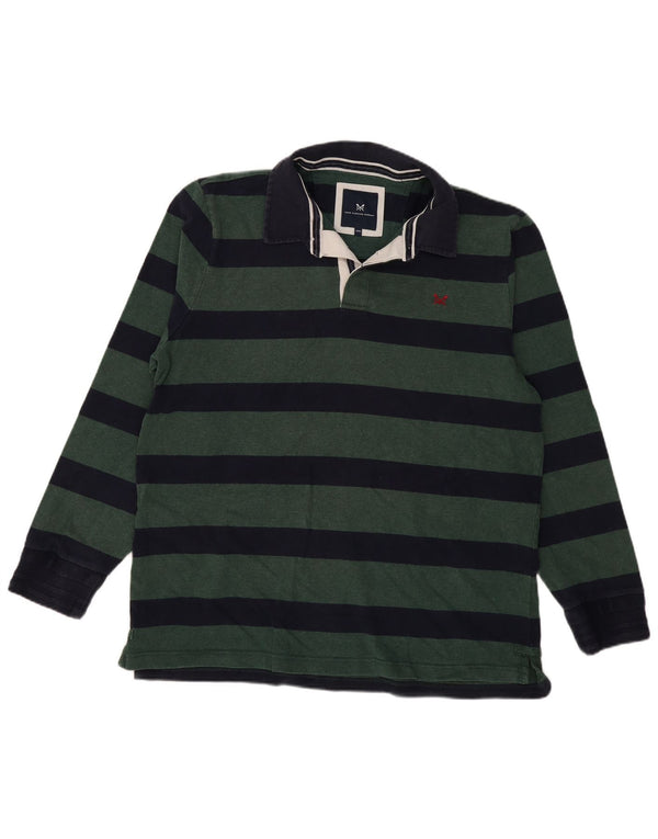 Besætningsbeklædning Langærmet rugby poloshirt til mænd 3XL grøn stribet bomuld