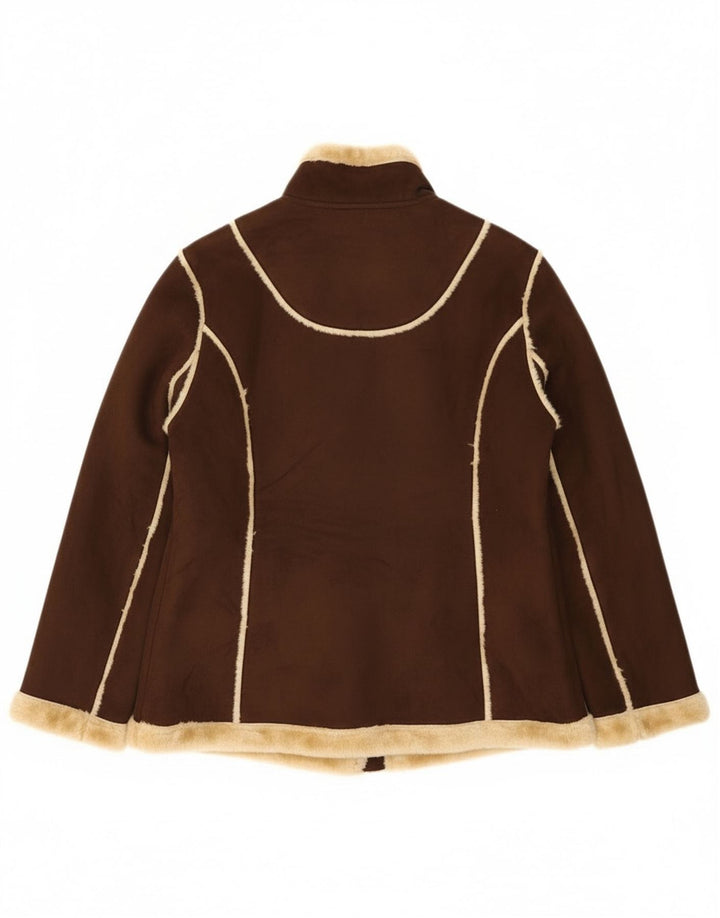Vivien Caron Dame Duffle Shearling Jacket UK 16 Large Brown