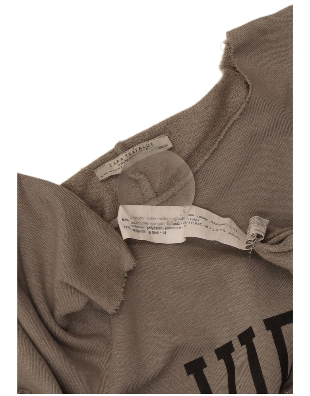 Zara Kvinder Oversized Grafisk T-Shirt Kjole UK 14 Medium Grå Bomuld