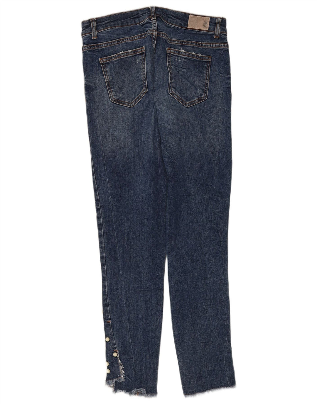 Zara Dame Distressed Slim Jeans EU 38 Small W28 L27 Blå Bomuld