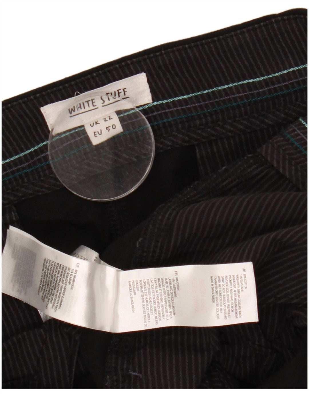 White Stuff Dame Capri Bukser UK 22 3XL W44 L24 Sort Bomuld