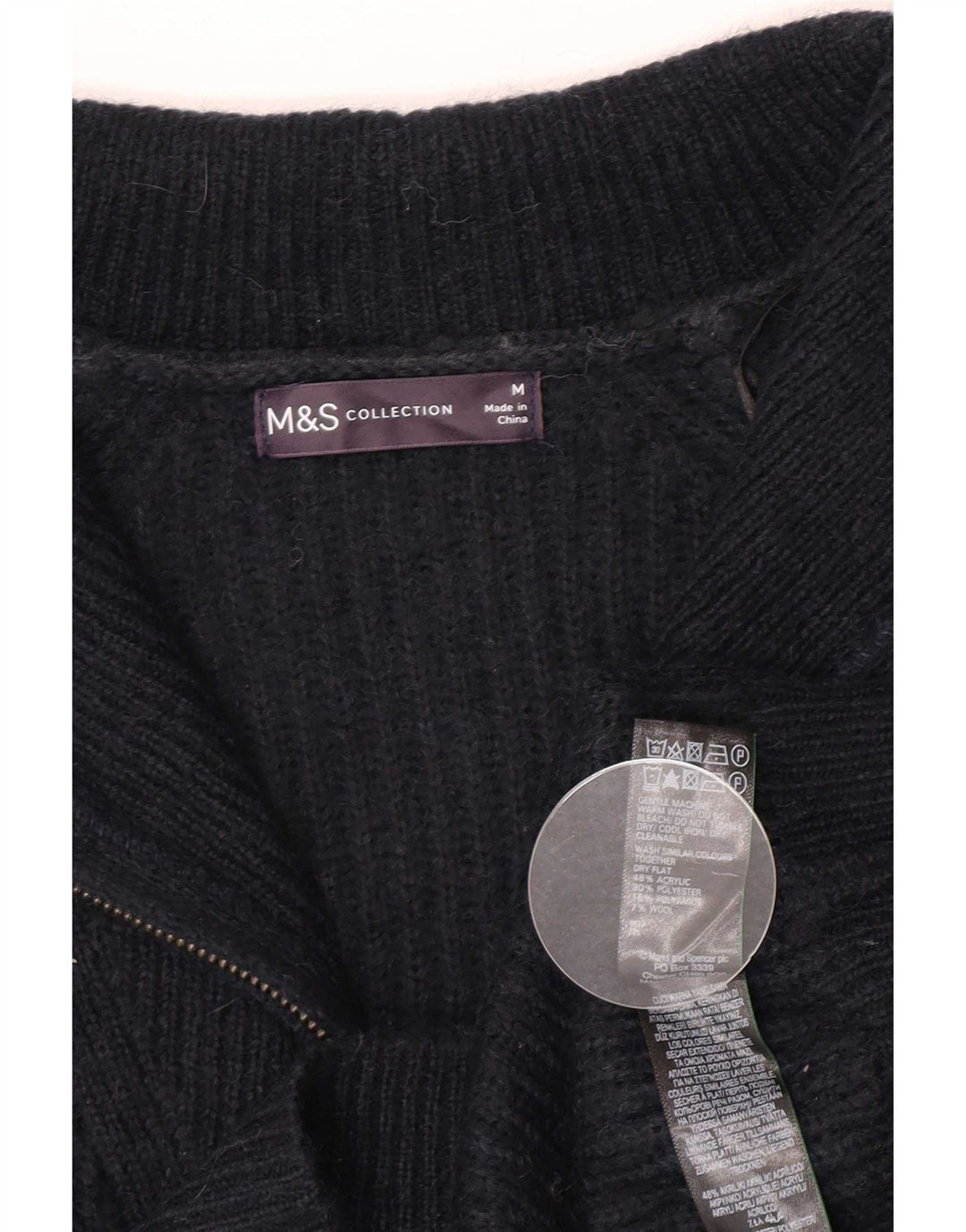 Marks & Spencer Dame sweater med lynlås-hals UK 14 Medium Navy Blue