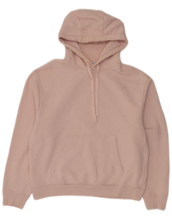 Zara Dame Oversized Hoodie Jumper UK 16 Large Pink Bomuld