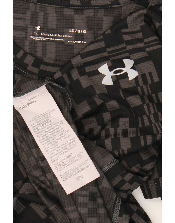 Under Armour Herre Heat Gear T-Shirt Top Stor Sort Geometrisk Polyester