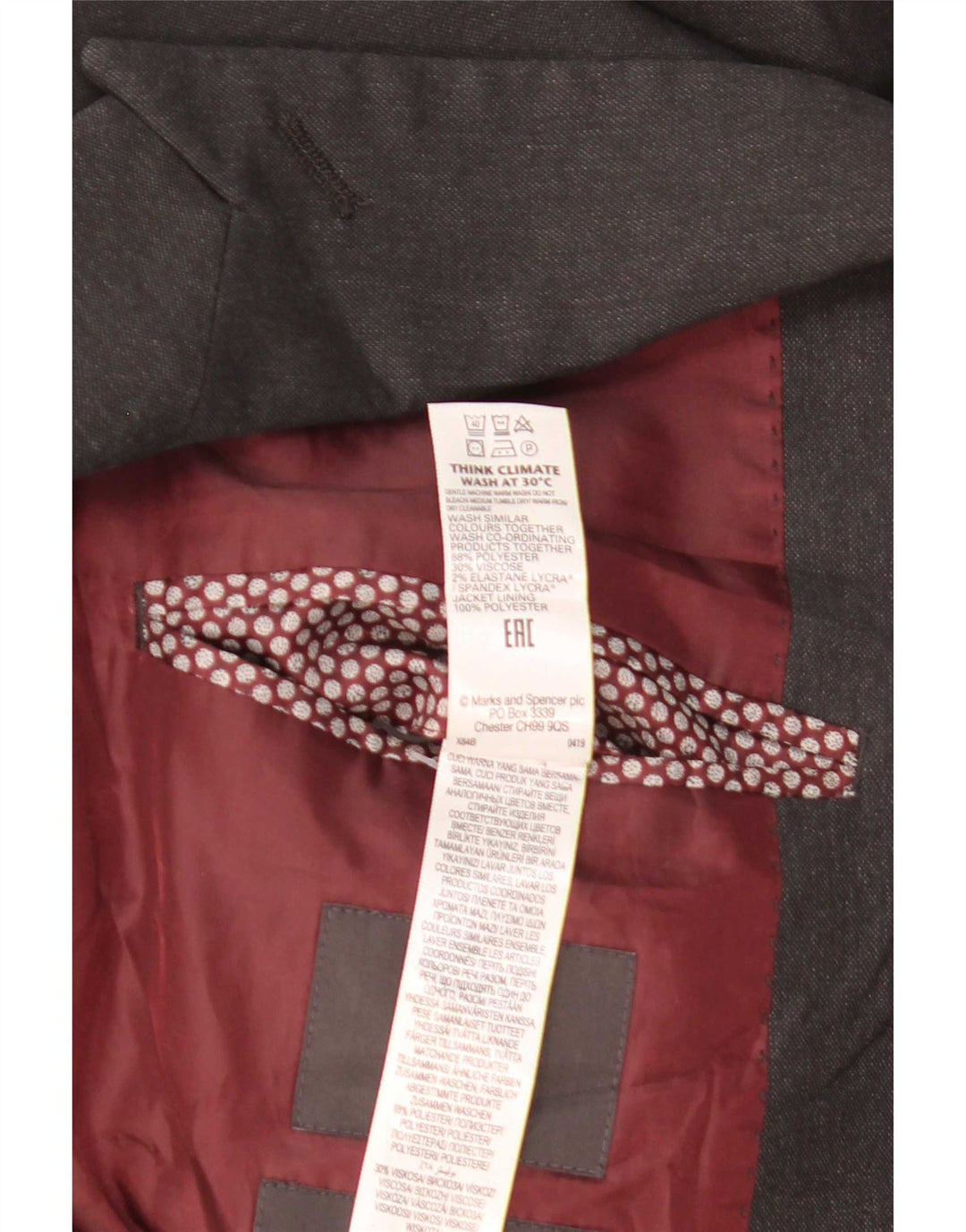 Marks & Spencer Herre 2-knaps blazerjakke EU 48 mellemgrå polyester