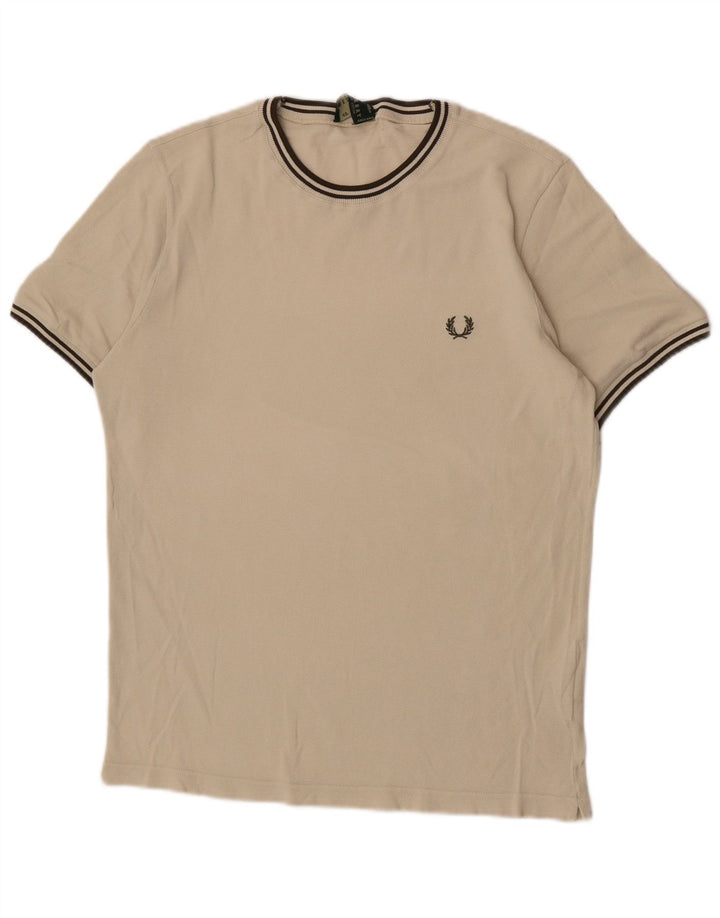 Fred Perry Herre T-Shirt Top Lille Beige Bomuld