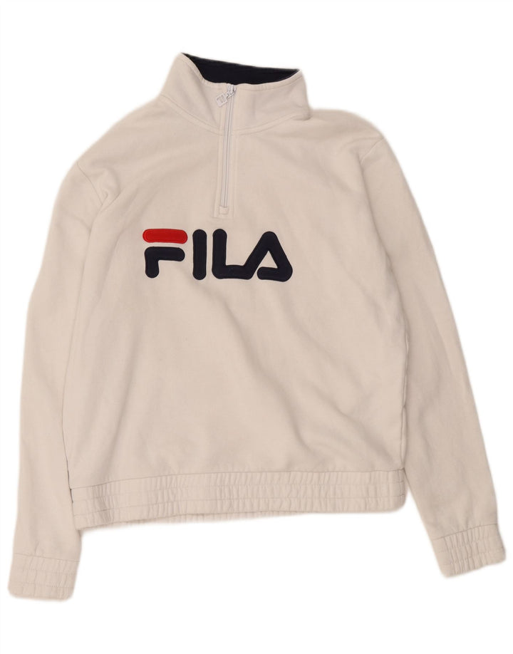 FILA Sweatshirt med lynlås til kvinder DK 14 Medium hvid bomuld