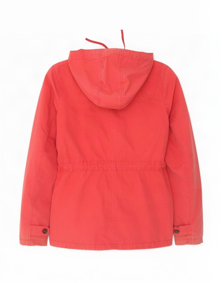 Fat Face Dame Hætte Duffle Jacket UK 10 Lille Rød Bomuld