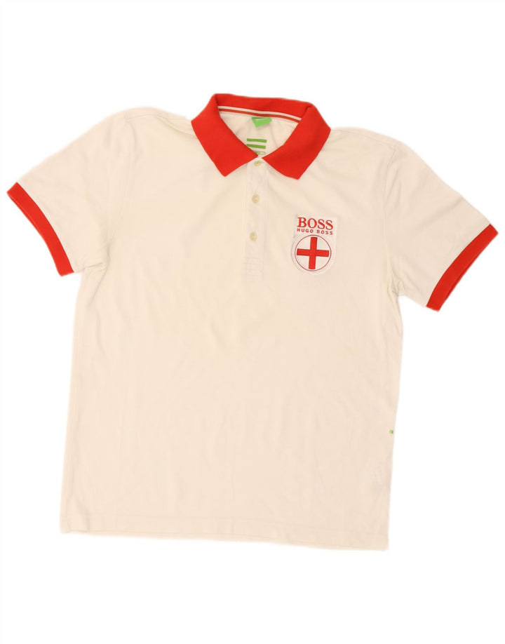 Hugo Boss Herre poloshirt Stor hvid Colourblock Bomuld