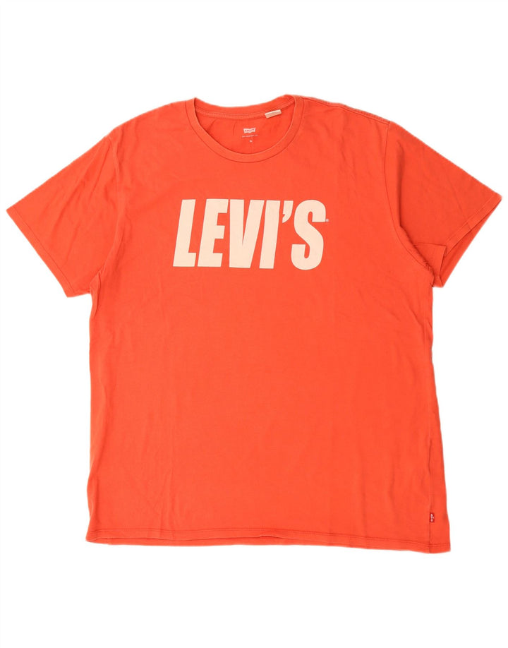 LEVI'S Herre grafisk T-shirt Top XL Rød Bomuld