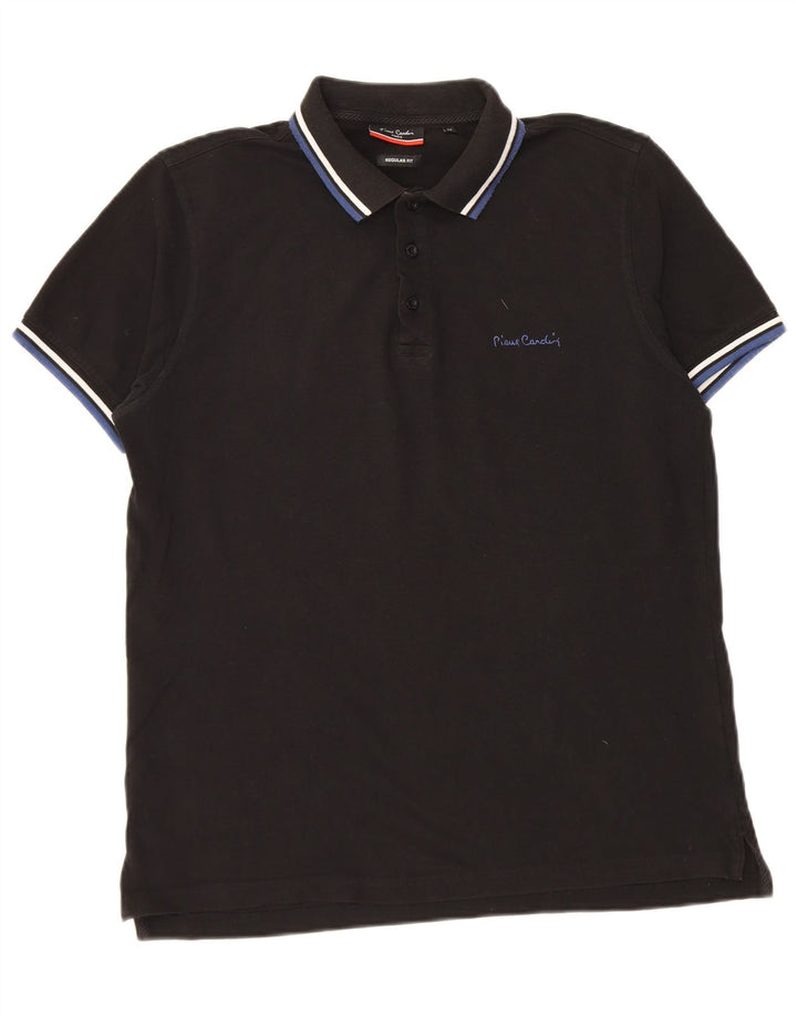 Pierre Cardin Herre Regular Fit Polo Shirt Medium Sort Stribet Bomuld