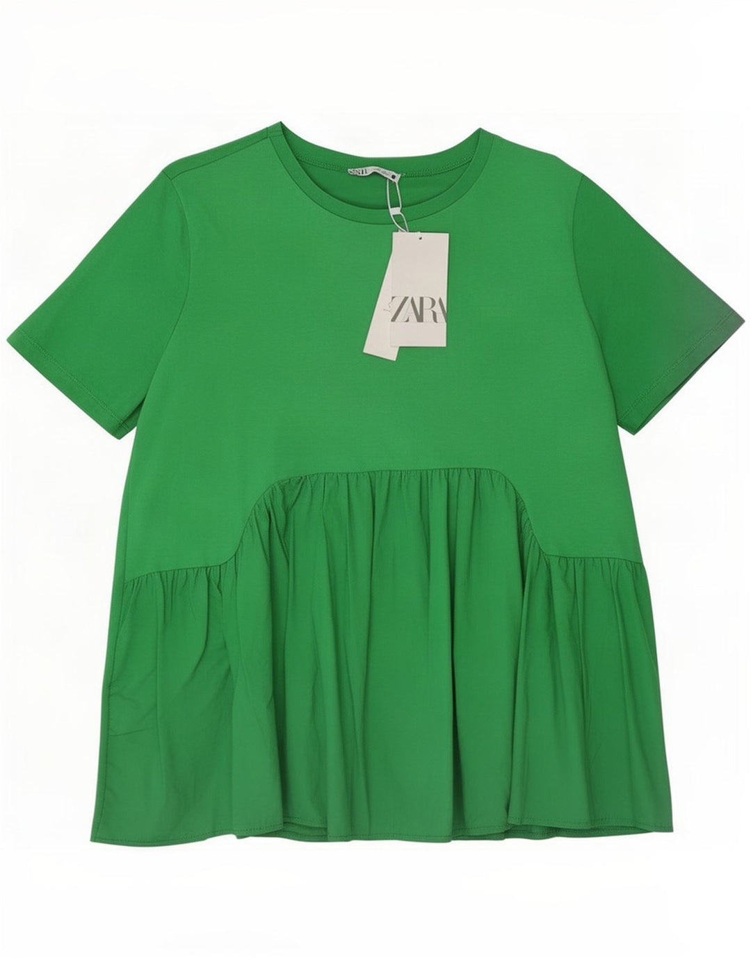 Zara Dame Bluse Top UK 16 Stor Grøn Bomuld