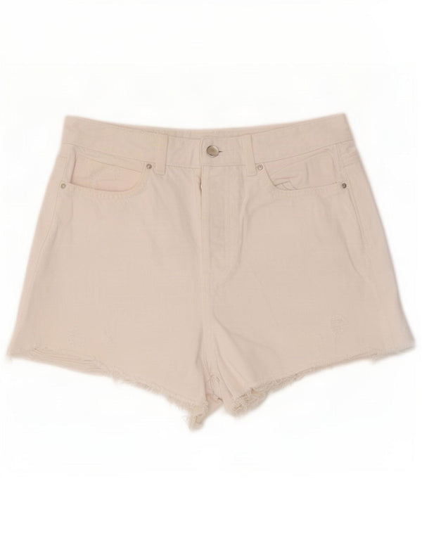 Zara Herre High Waist Distressed Denim Shorts EU 38 Small W28 White Bomuld