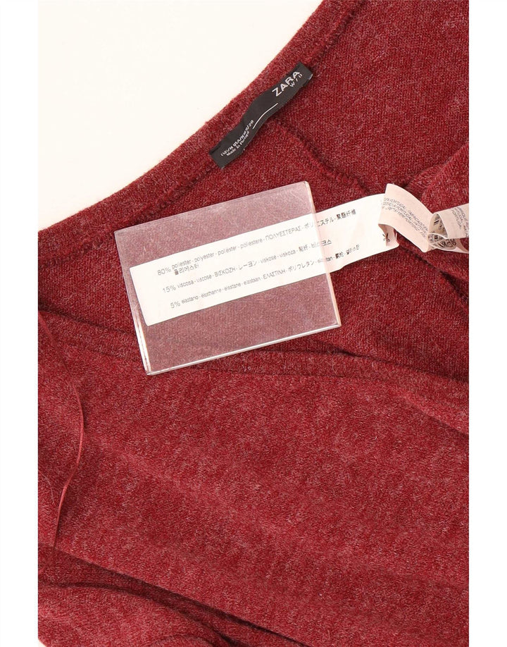 Zara Dametop Langærmet UK 14 Medium Maroon Flecked Polyester