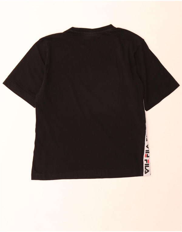 Fila Grafisk T-shirt top til kvinder UK 6 XS Sort Colourblock Bomuld