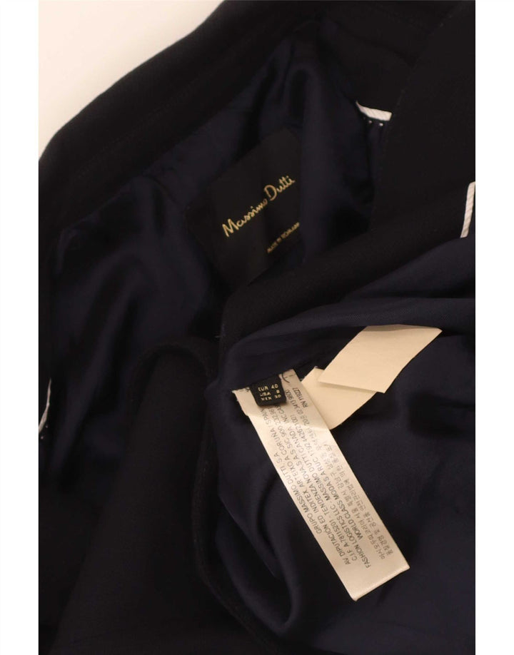 Massimo Dutti Dame 1 Knap Blazer Jakke EU 40 Medium Navy Blue Viscose