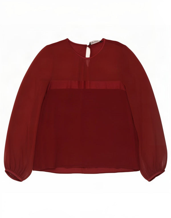 Zara Dame Langærmet Bluse Top UK 14 Large Maroon