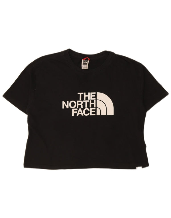 The North Face Dame Crop Grafisk T-Shirt Top UK 14 Medium Sort Bomuld