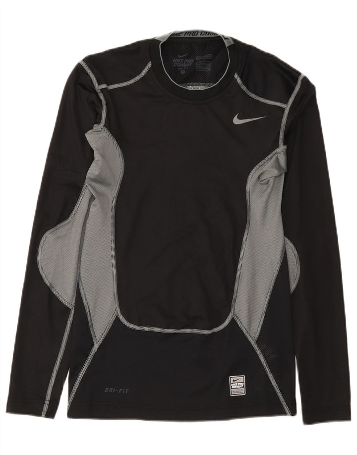 Nike Herre Dri Fit Top Langærmet Lille Sort Colourblock Polyester
