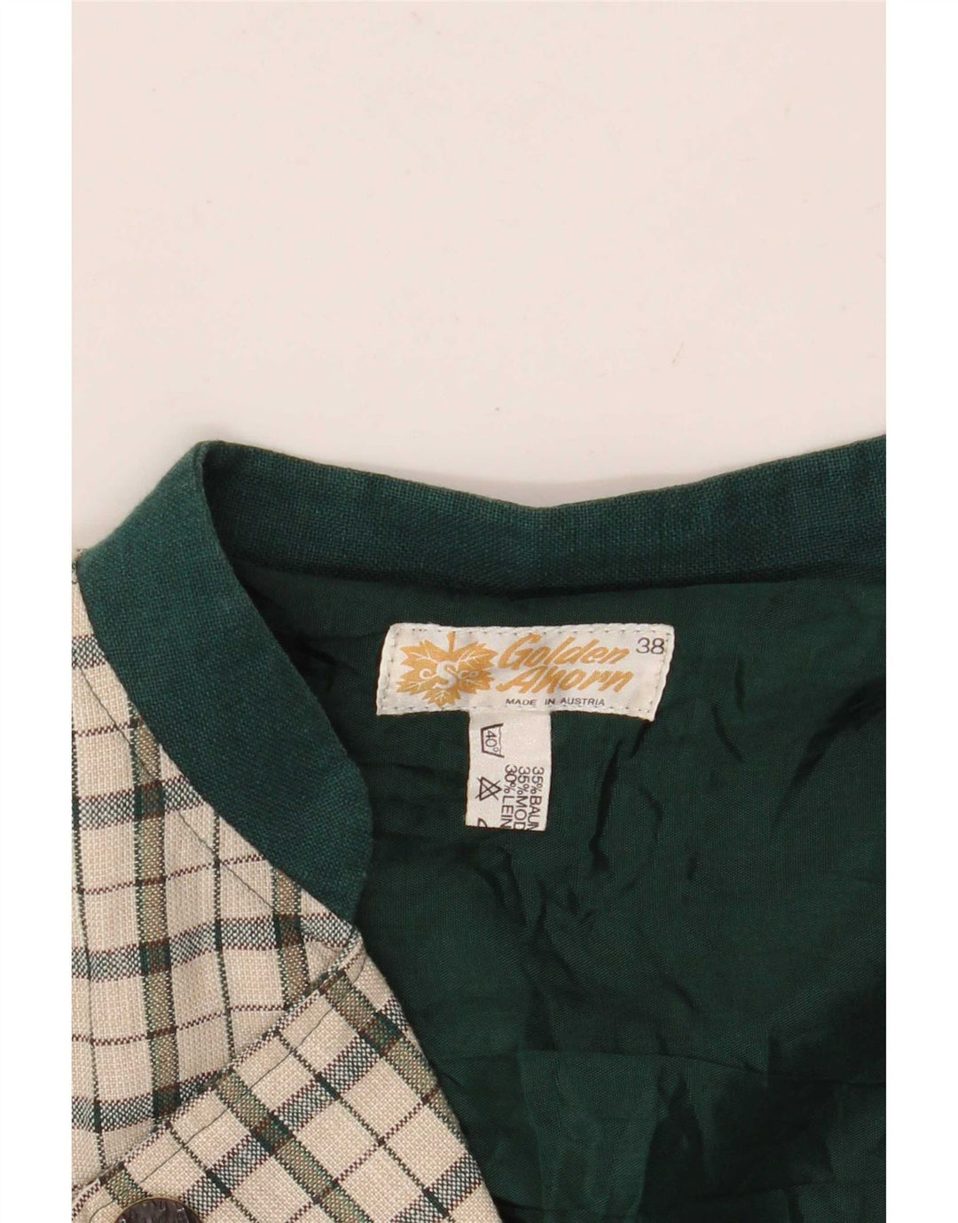 Vintage Dame Dobbeltradet Blazer Jakke EU 38 Medium Off White Check