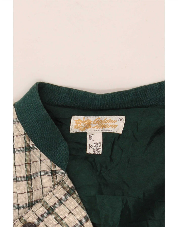 Vintage Dame Dobbeltradet Blazer Jakke EU 38 Medium Off White Check
