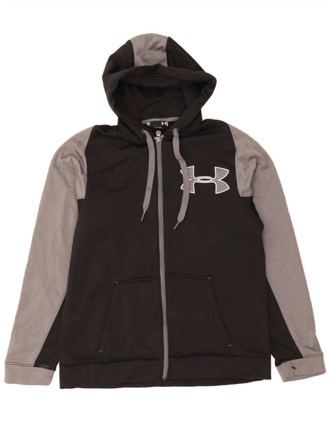 UNDER ARMOUR Mens Graphic Zip Hoodie Sweater Medium Black Colourblock Vintage Under Armour and Second-Hand Under Armour from Messina Hembry 