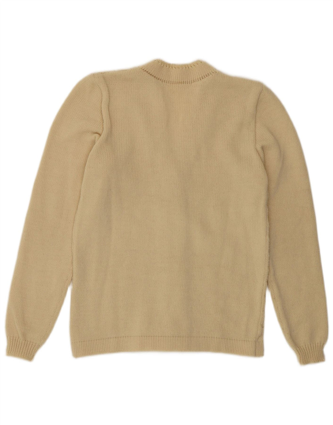 Vintage Dame Cardigan Sweater UK 10 Small Beige Geometric